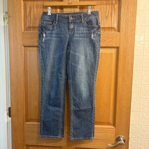 Simply Vera Wang Straight Leg Distressed Stretch Denim Blue Capri Jeans Womens 4